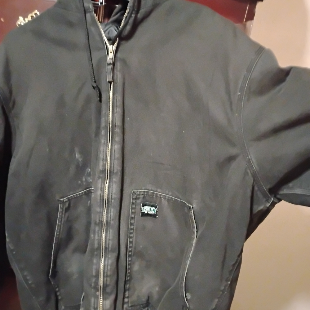 Men's Black Work Jacket - Rugged Insulated Zip Front Work Jacket Key